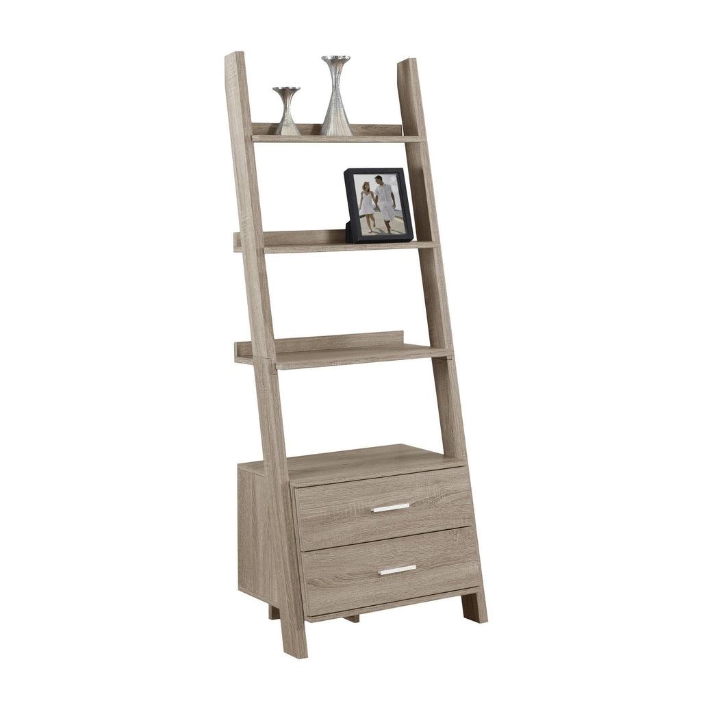 White Particle Board Bookcase with 2 Storage Drawers C444324