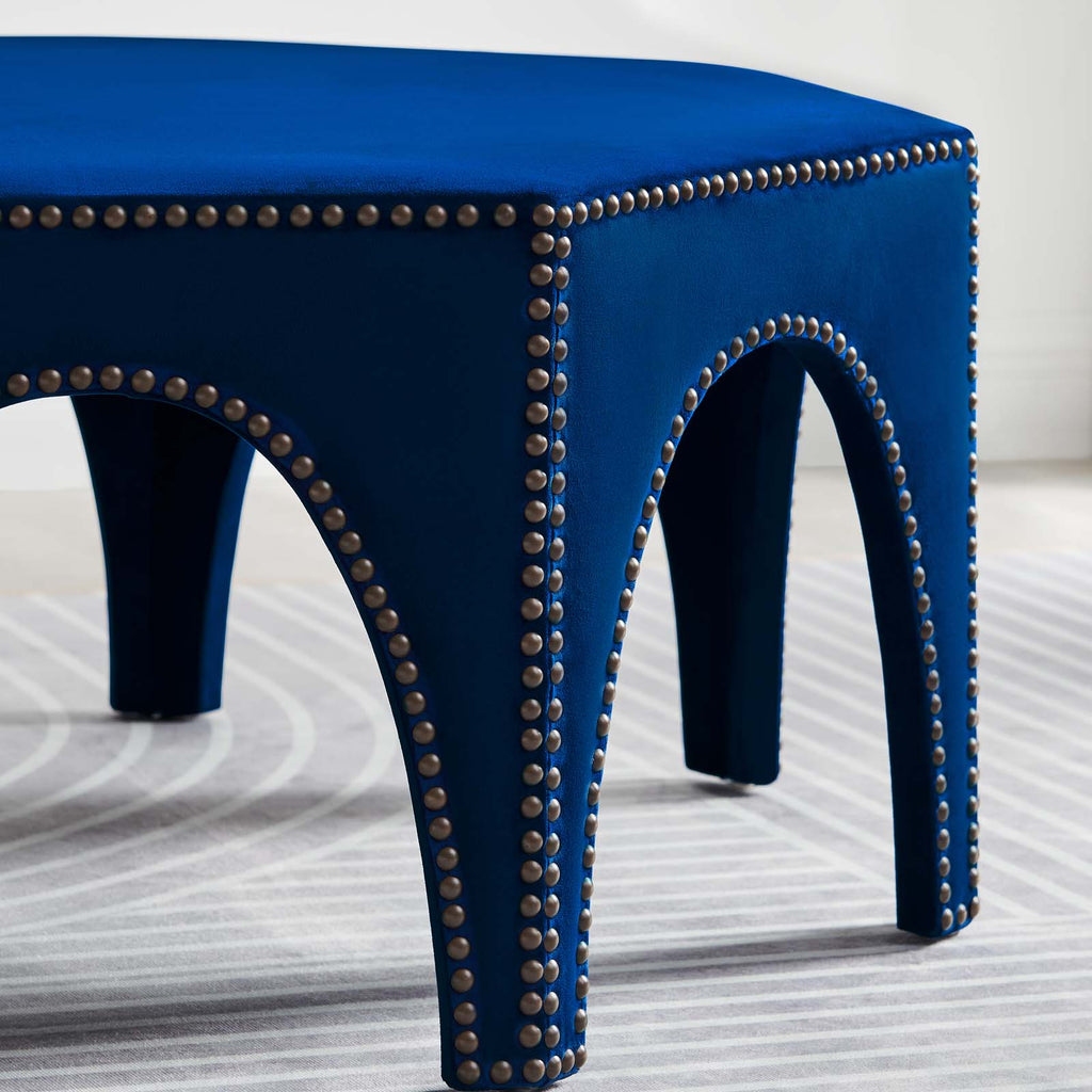 Blue Navy Velvet Ottoman Accent Chair L3647