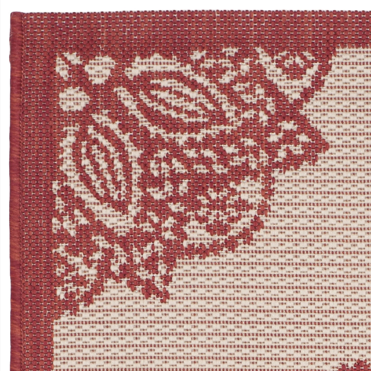 Beige Red Medallion Indoor/Outdoor Area Rug 4' x 5'7" N1587