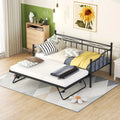 Twin Size Black Metal Daybed with Adjustable Trundle W604185