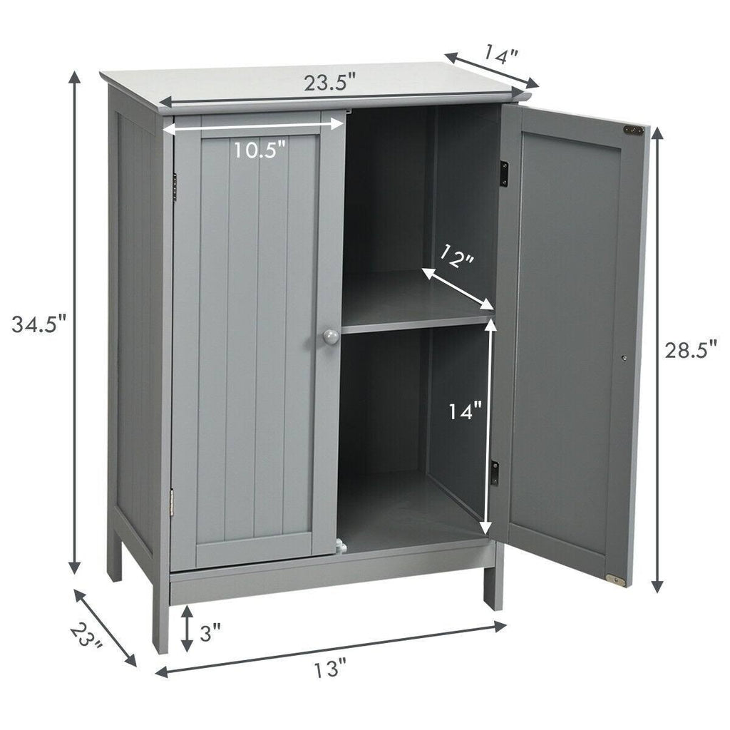 Gray Double Door Bathroom Floor Cabinet G16146