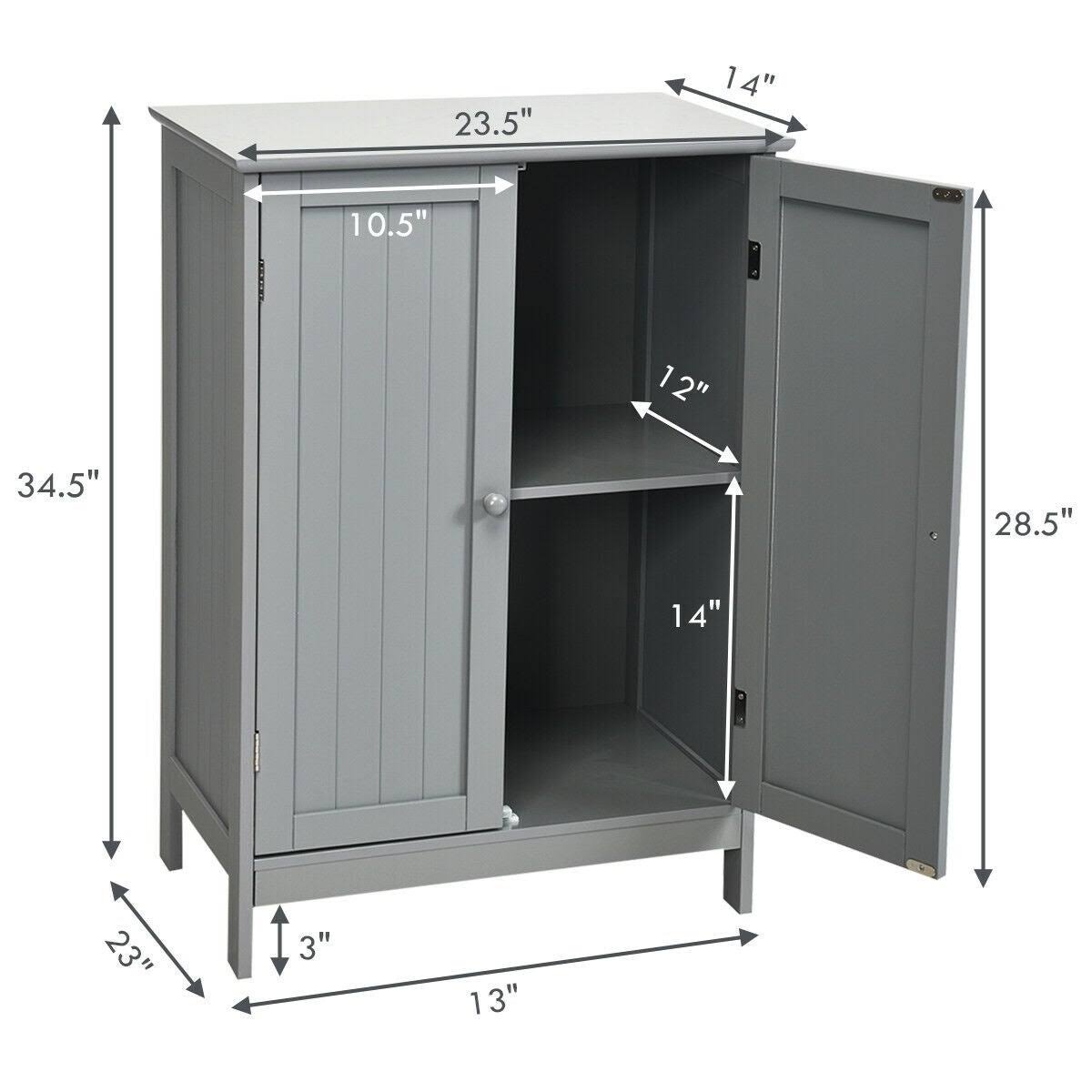 Gray Double Door Bathroom Floor Cabinet G16146