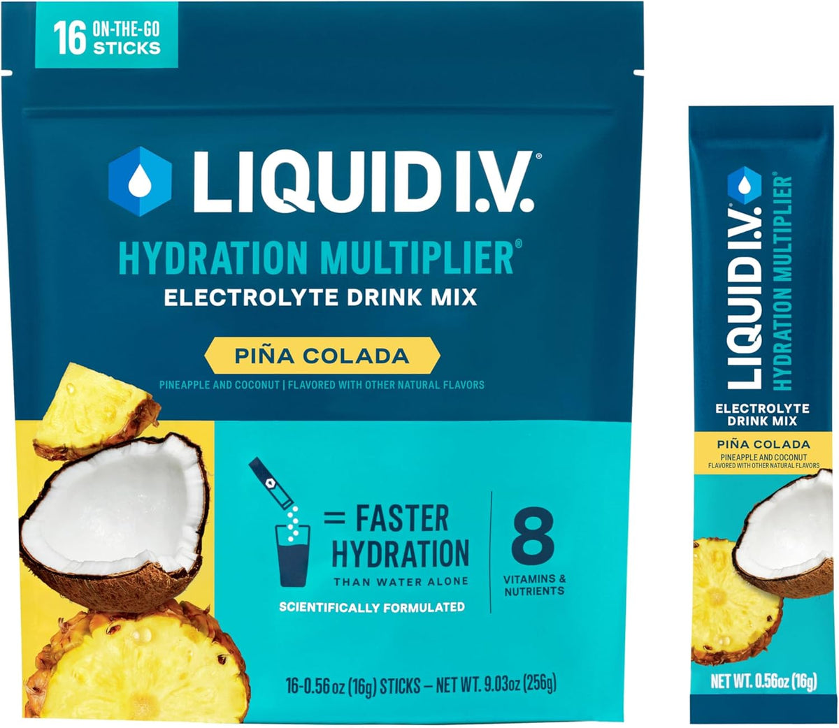 16 Servings Hydration Powder Packets Electrolyte Drink Mix U5625