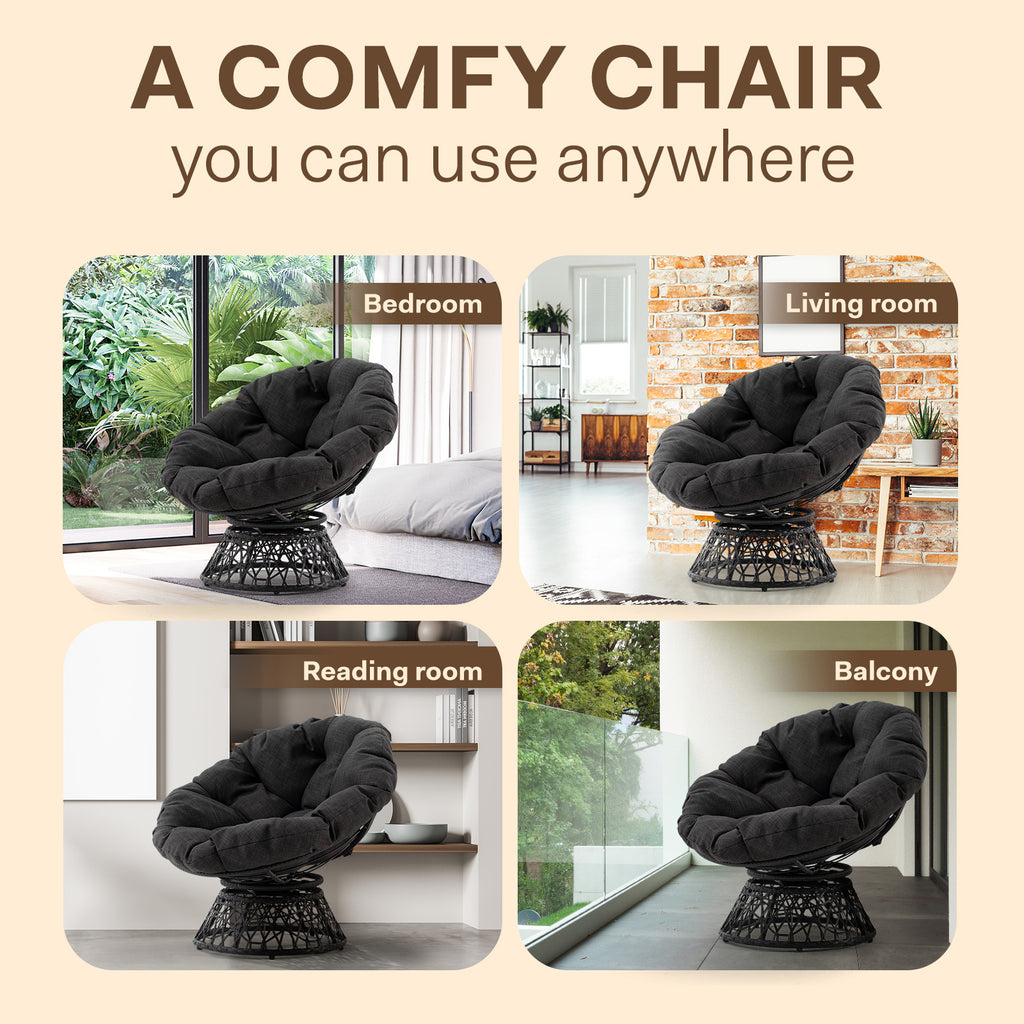Black Papasan Chair with Steel Frame M8293