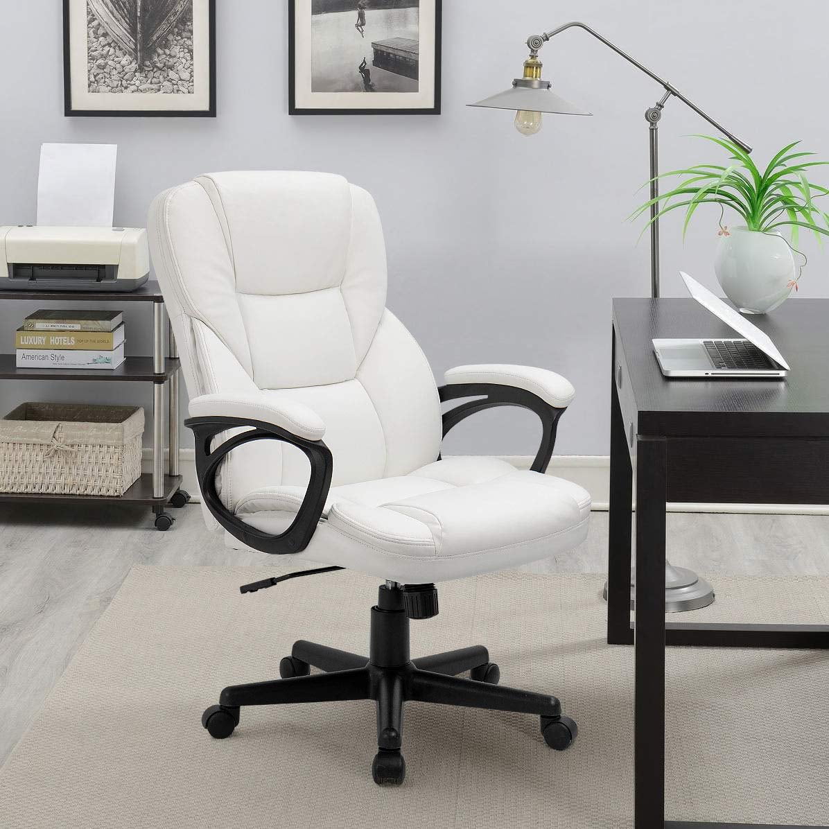 Black Faux Leather High-Back Executive Office Chair with Lumbar Support P869