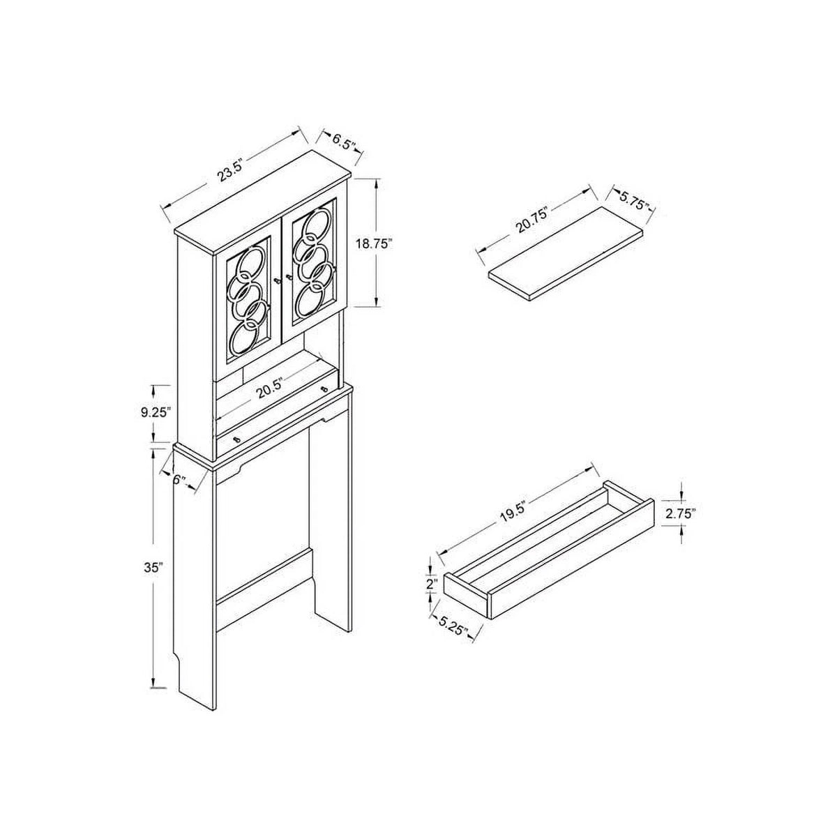 Cappuccino Wood Bathroom Space Saving Cabinet S964