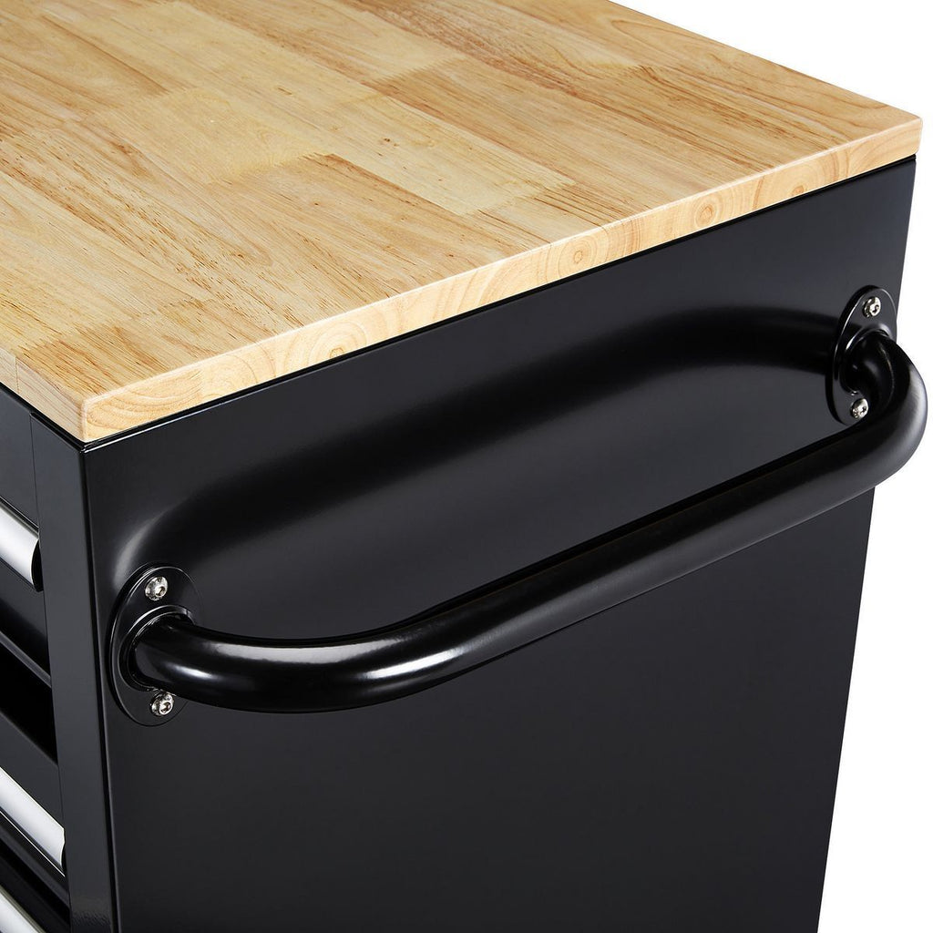 Black 9-Drawer Mobile Storage Cabinet with Solid Wood Top P115717
