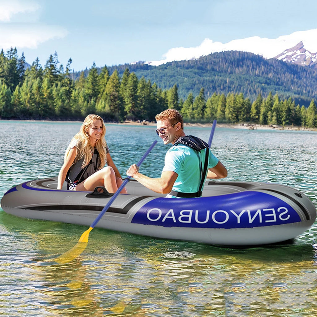 2 Person 74 inch Inflatable Fishing Boat with 2 Oars and Pump I474321