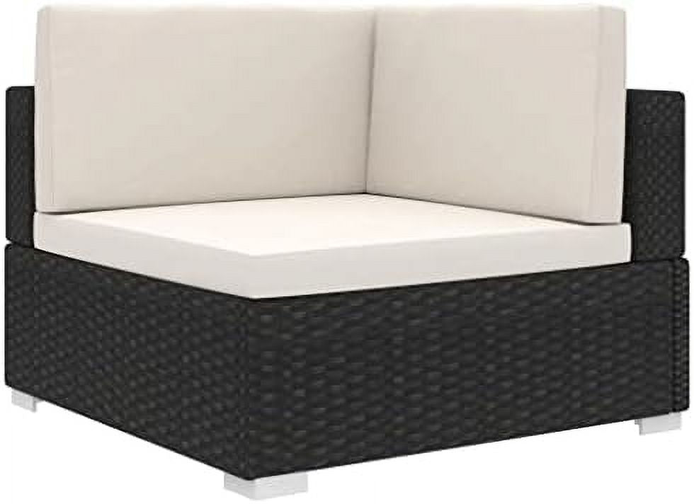 Gray Poly Rattan Sectional Corner Chair with Cushions G237