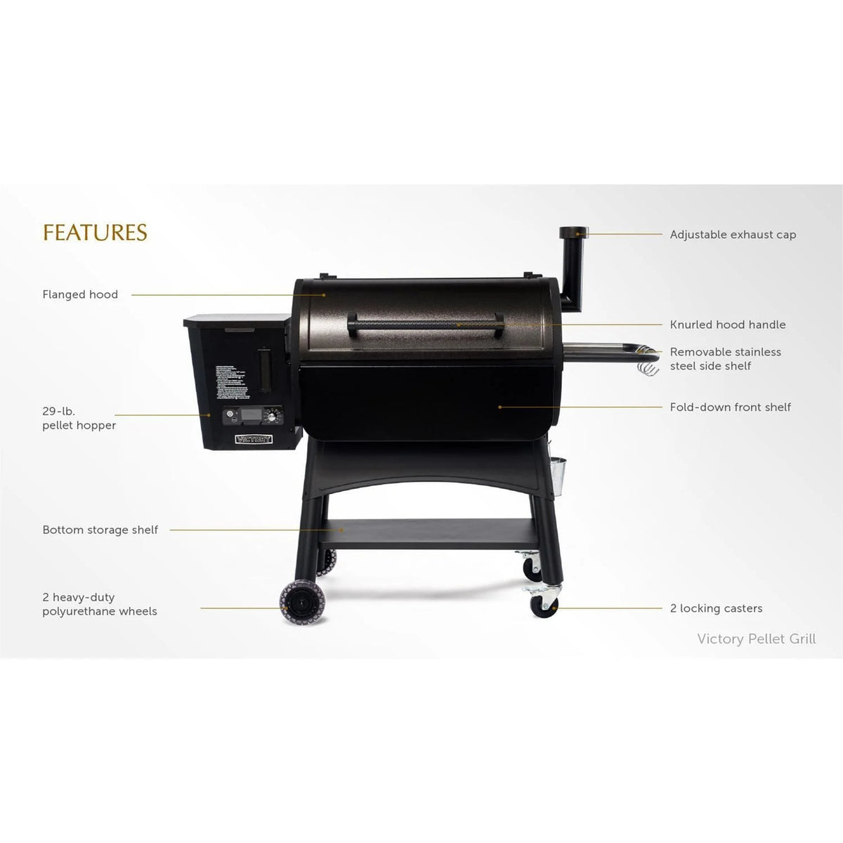 35-Inch Wood Pellet Grill with Front Shelf I85446