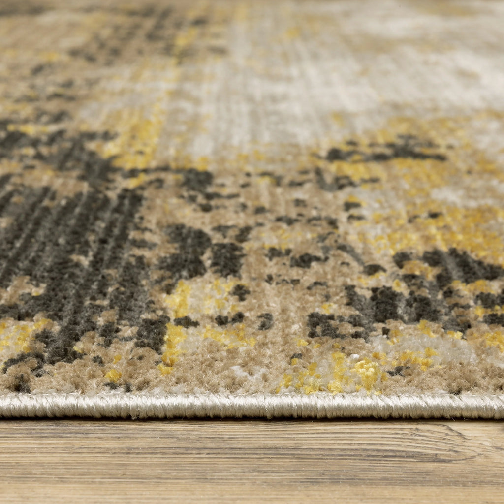 Abstract Gold Black Area Rug 2'3" x 7'6" T712
