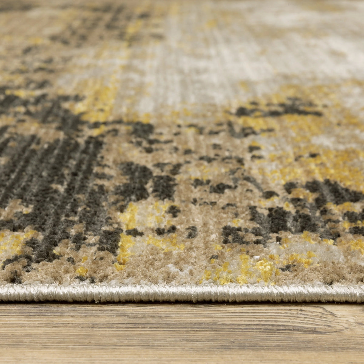 Abstract Gold Black Area Rug 2'3" x 7'6" T712