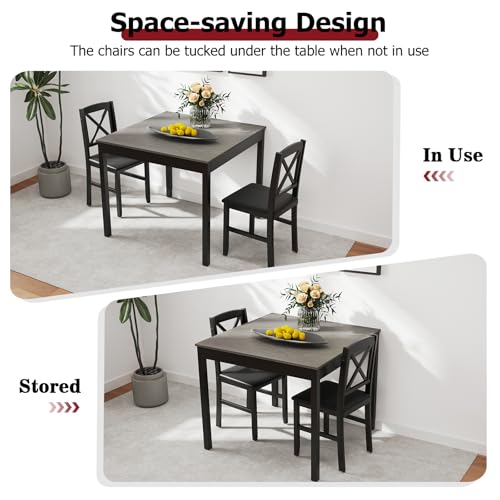 Mid-Century Modern 3-Piece Dining Table Set with 2 Chairs E83099