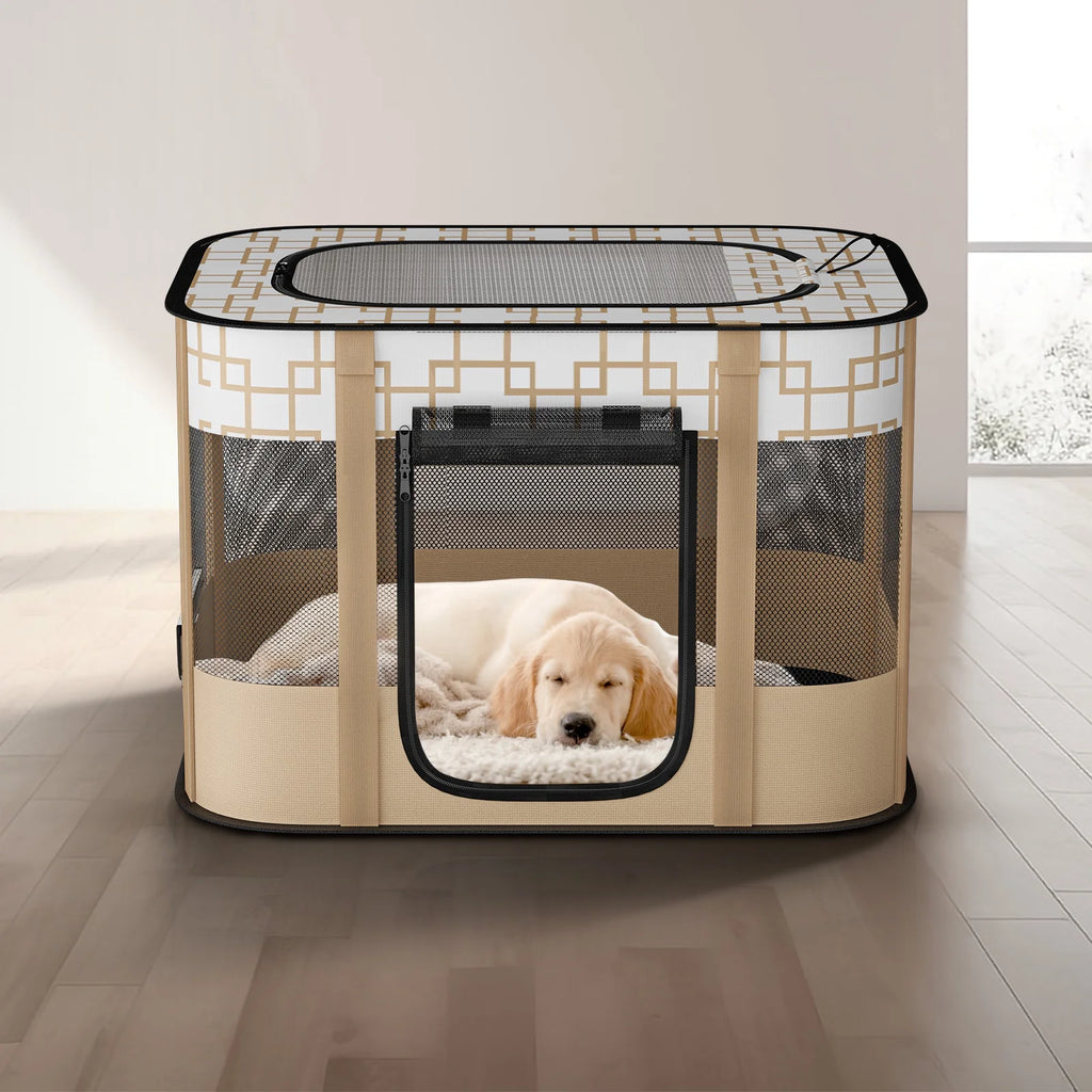 Foldable Pet Playpen with Removable Shade Cover G650