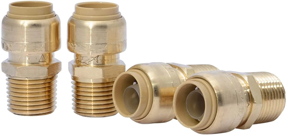 1/2 Inch MNPT Push to Connect Brass Fitting, Pack of 4 M60032