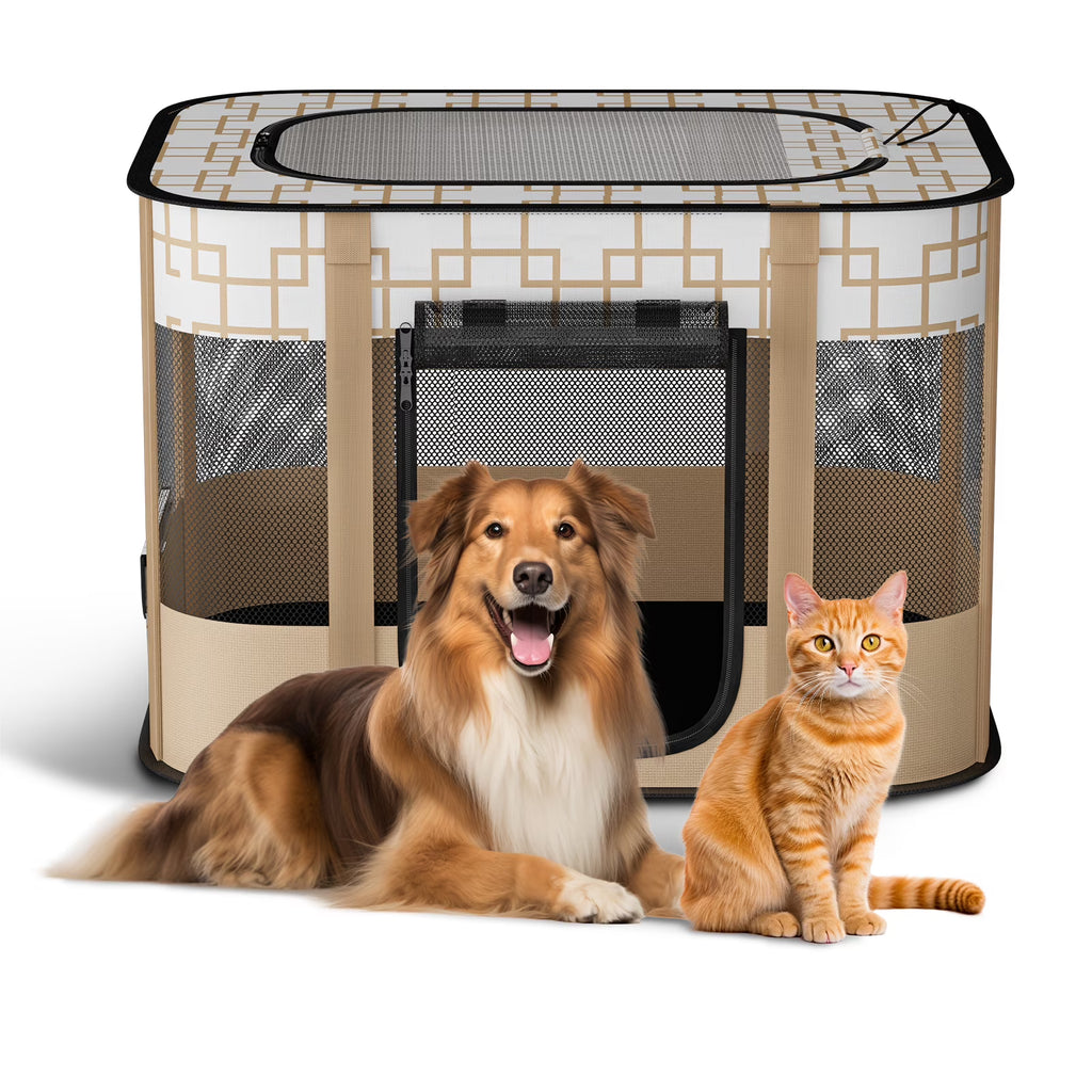 Foldable Pet Playpen with Removable Shade Cover G650