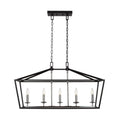 Black and Polished Chrome 5-Light Caged Island Chandelier D900