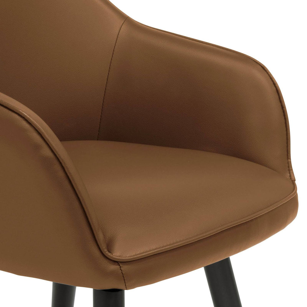 Caramel Brown Faux Leather Accent Chair with Arms F510