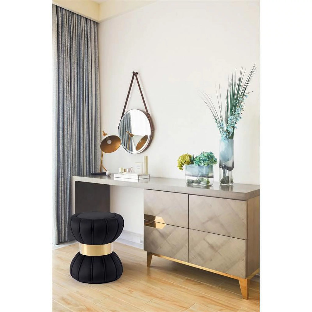 Black Velvet Ottoman Stool N75328