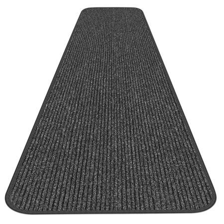 Charcoal Black Skid-Resistant Heavy-Duty Carpet Runner U982323