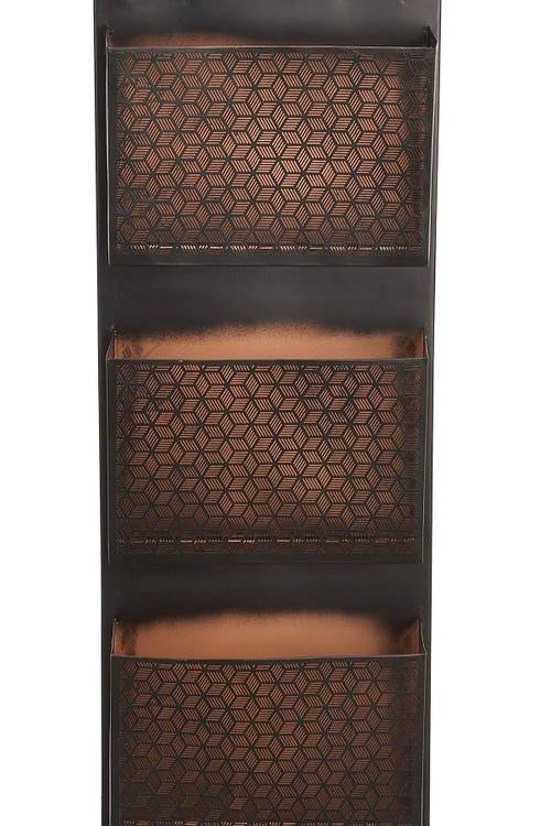 Metallic Black / Beige Wall Mounted 3 Pocket Letter Holder R663