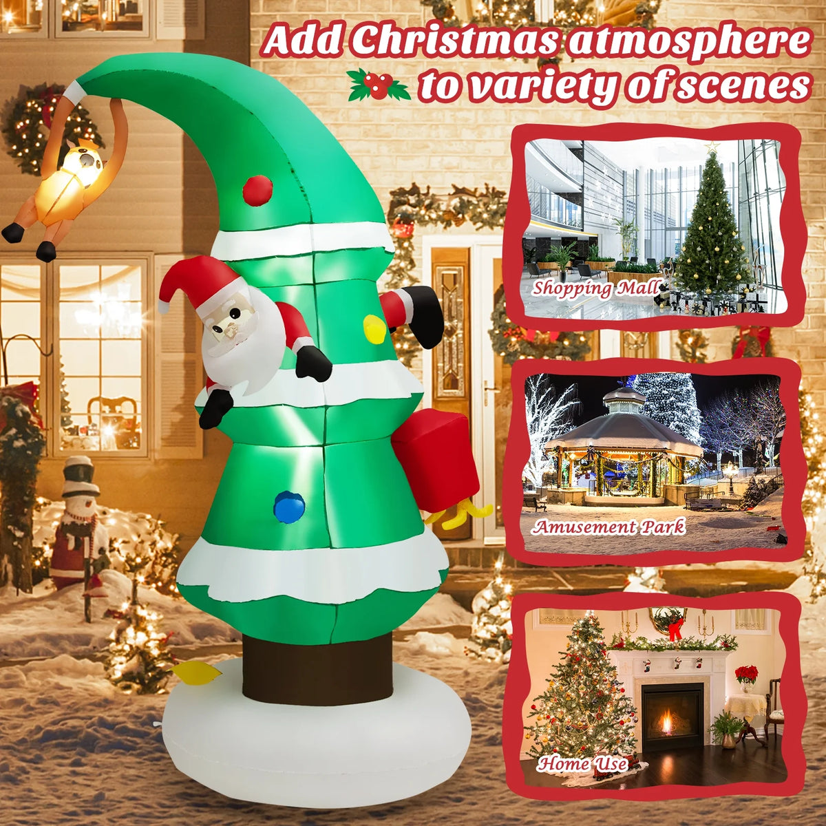 8 FT Inflatable Christmas Tree with Santa Claus A891916