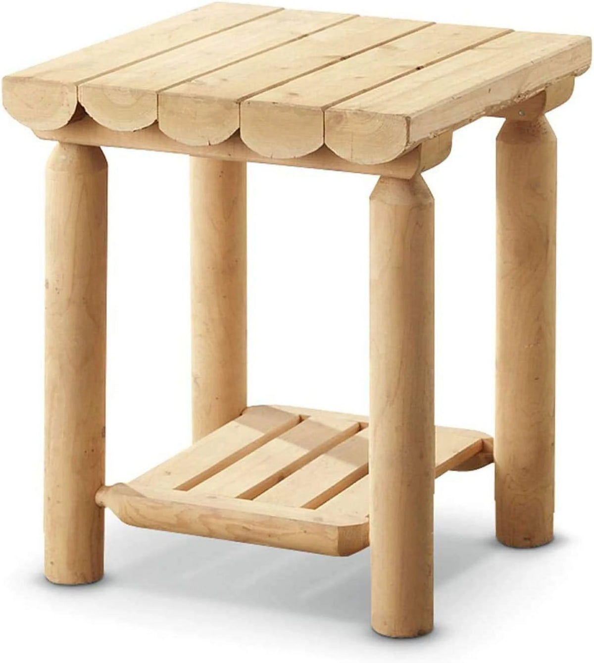 Cedar Log Nightstand Rustic Natural Unfinished Wood End Table J391