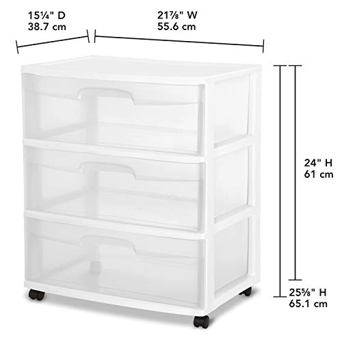 White 3 Drawer Plastic Rolling Storage Cart C298990