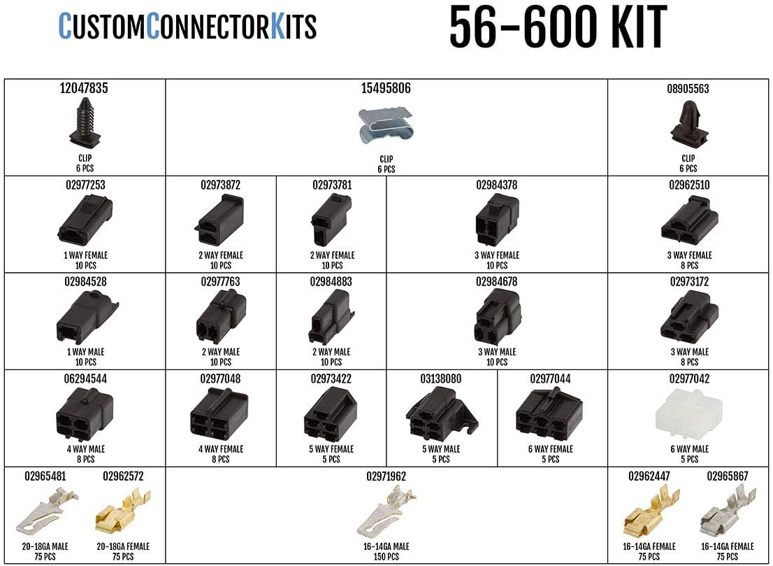 Automotive Electrical Connectors 20-12 Gauge 600 Piece Kit with Crimp Tool K15381