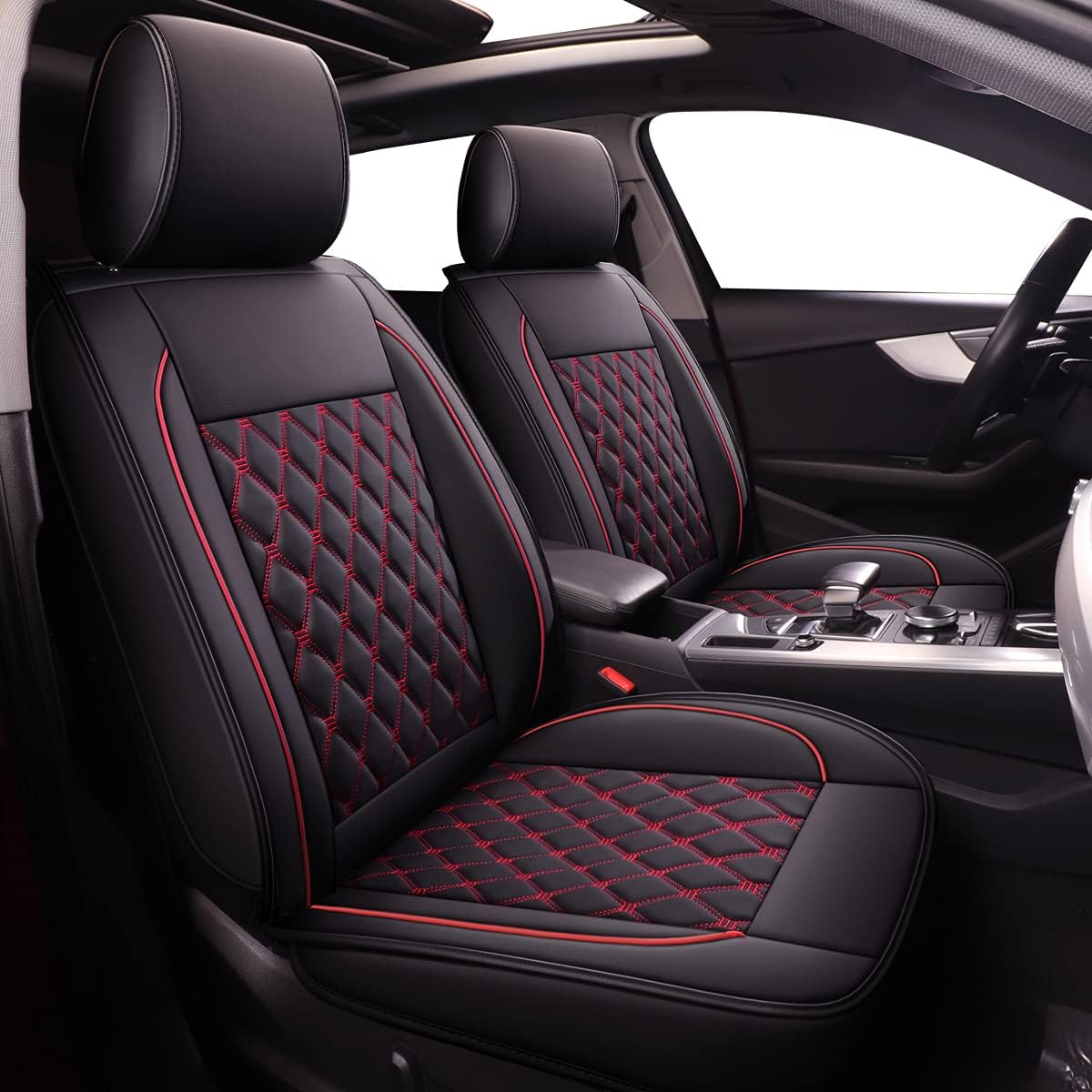 Black&Red Leather Car Seat Covers X6558