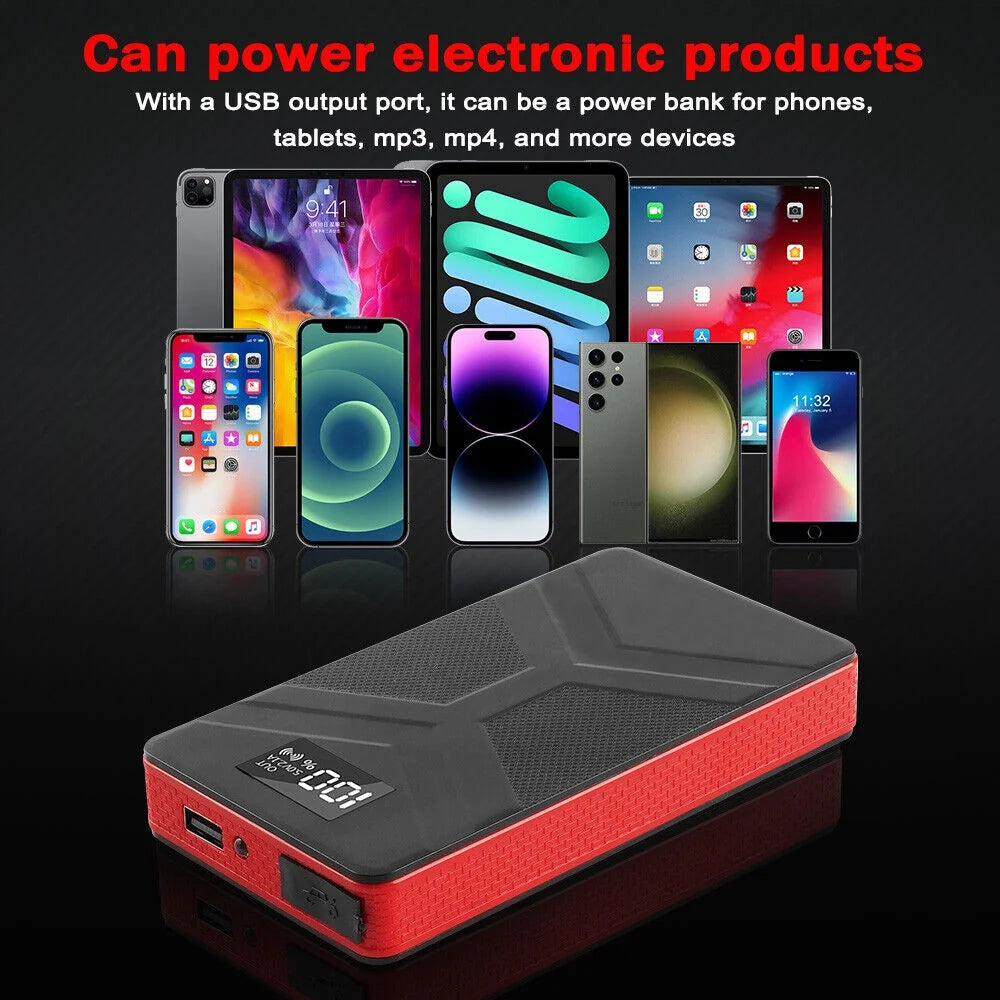 20000mAh Portable Car Jump Starter with LED Light Black Z49695