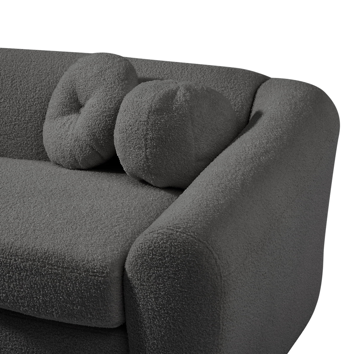 87.7" Gray Teddy Upholstered 3 Seater Sofa with 5 Pillows K188717