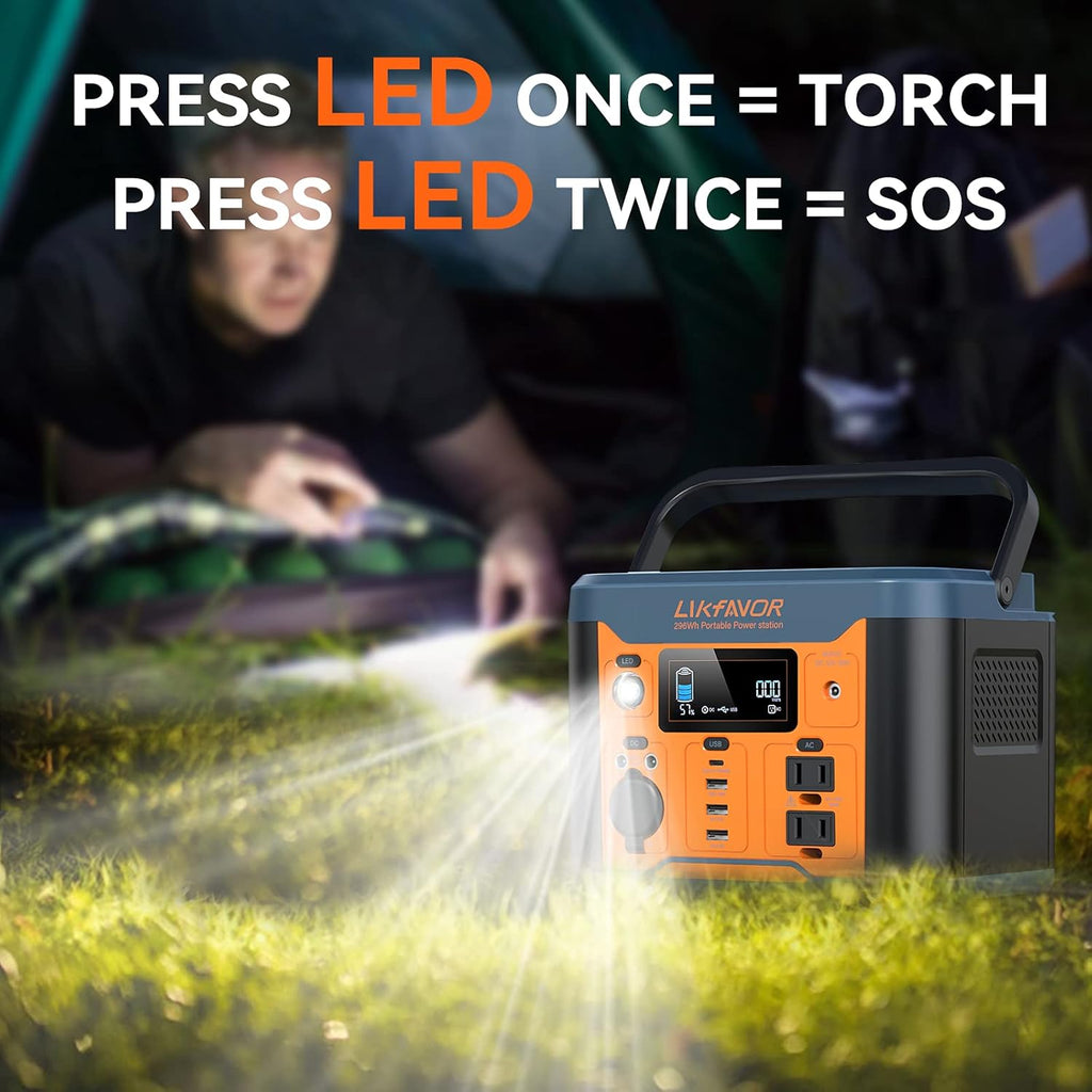 Portable Power Station 300W 296Wh Pure Sine Wave AC Outlet D682