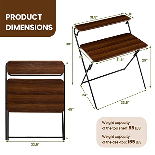 2 Tier Folding Brown Desk X877