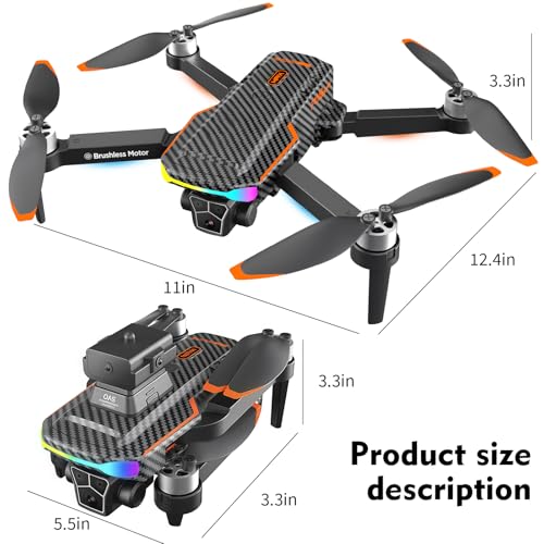 Foldable FPV Drone with Camera, Brushless Motor, 2 Battery V7116