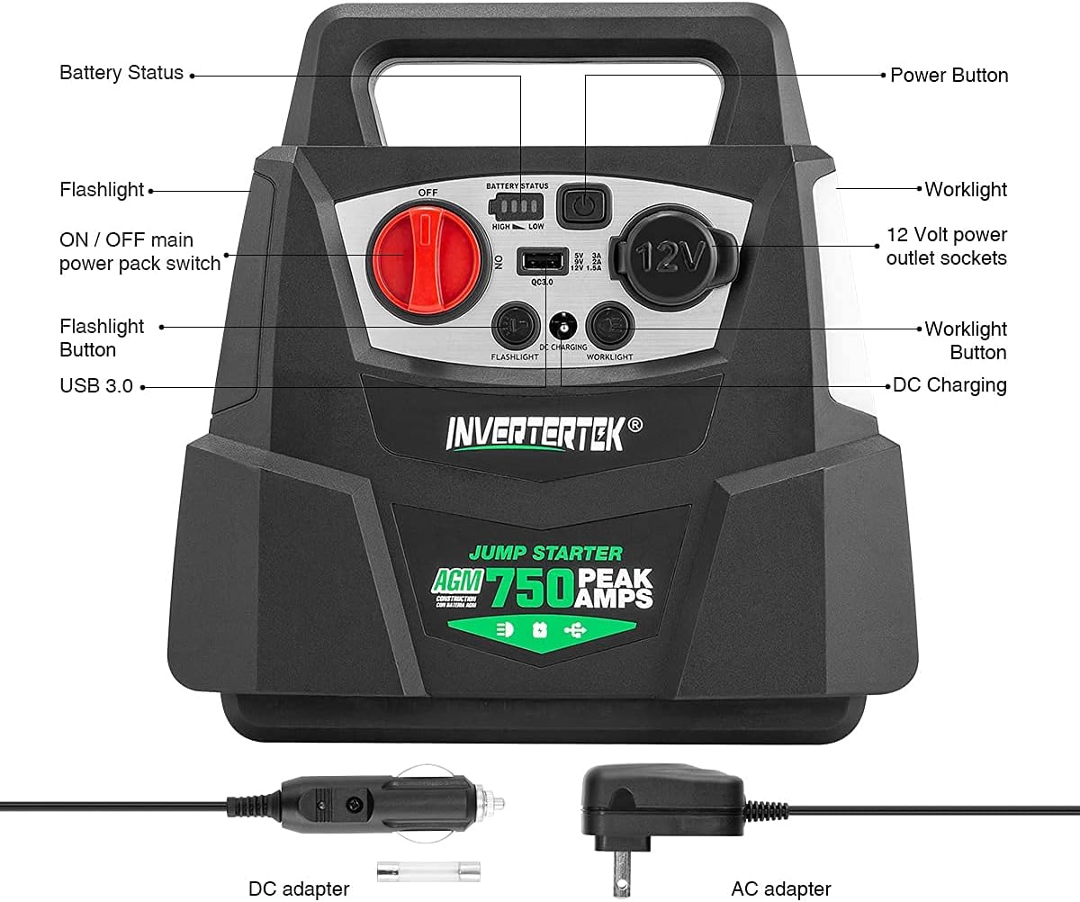 12V Portable Car Jump Starter USB Power Bank Charger Y91974