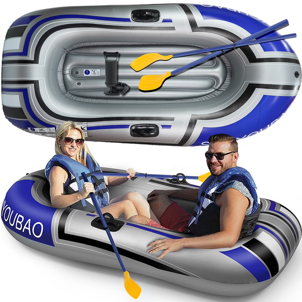 2 Person 74 inch Inflatable Fishing Boat with 2 Oars and Pump I474321