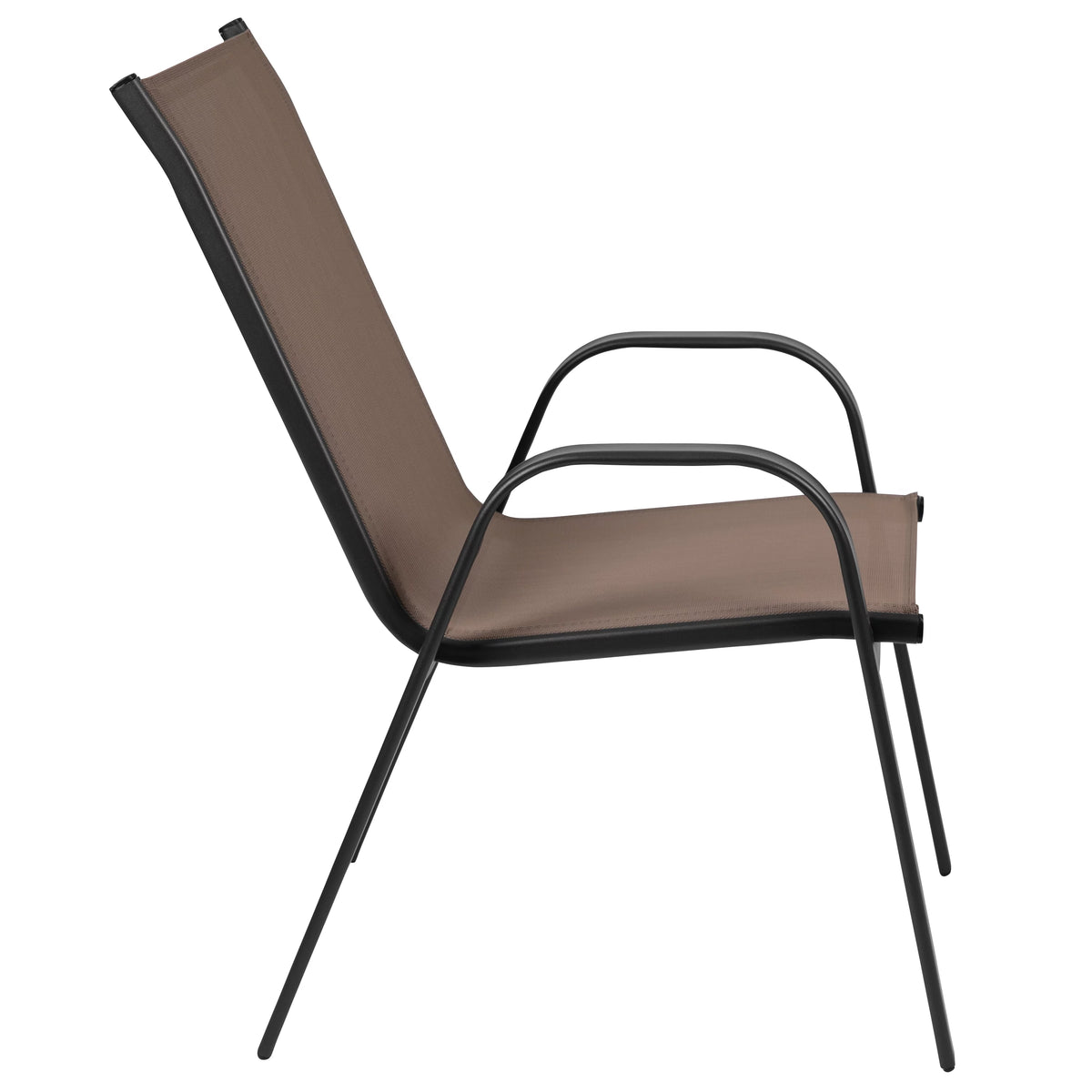 5 Piece Outdoor Patio Dining Set with 4 Brown Stack Chairs L96997