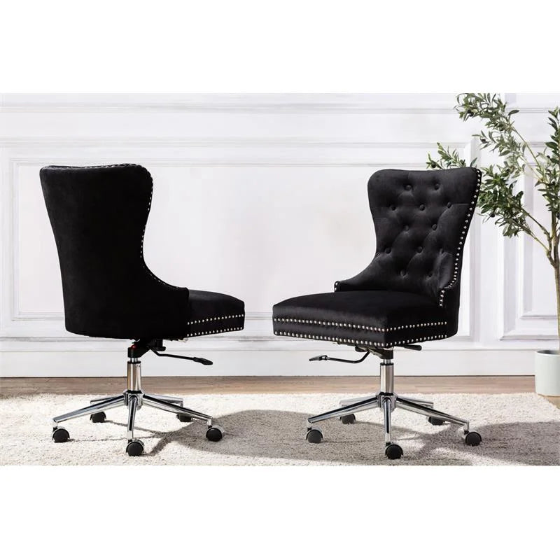 Black Velvet Swivel Office Chair L6765