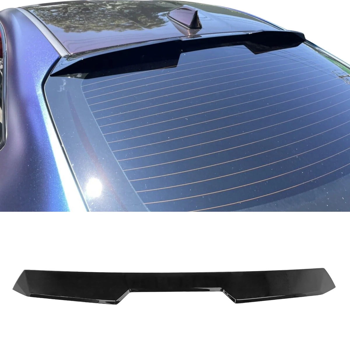 Gloss Black ABS Plastic V Style Roof Spoiler P8219