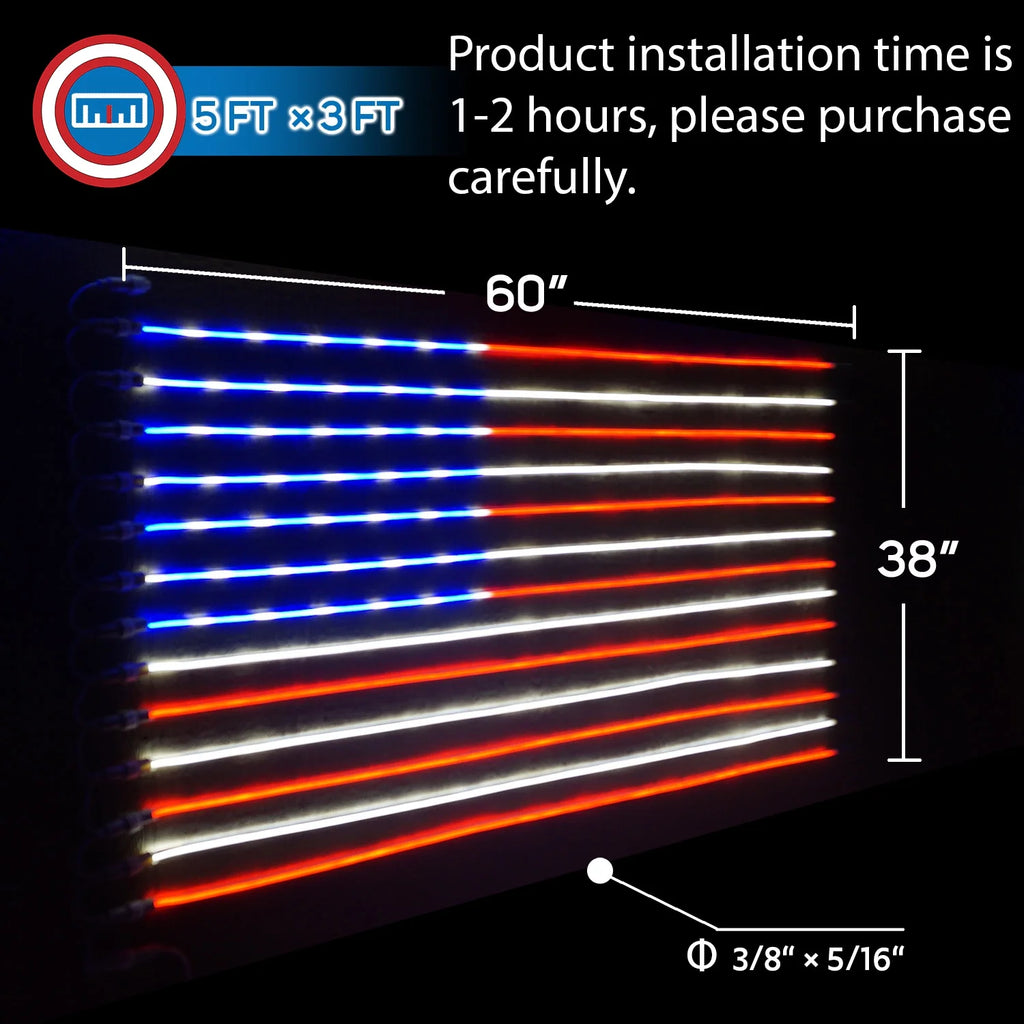 Patriotic American Flag Neon Lights 5'x3' Waterproof Decorations I569230