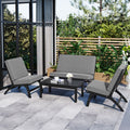 4 Pieces Acacia Solid Wood Outdoor Sofa Set with Coffee Table and Cushions D490301
