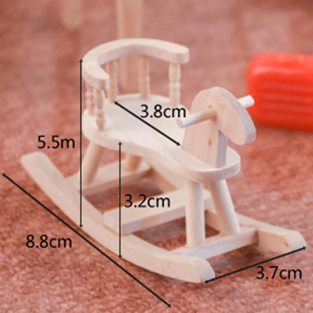 Dollhouse Unpainted Wooden Cockhorse Toy Furniture Model E270130
