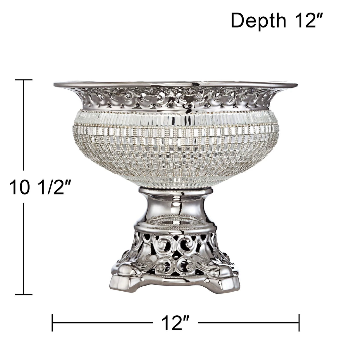10 1/2" High Crystal and Silver Ceramic Bowl Z998285