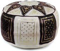 Black/Beige Moroccan Leather Pouf T79939