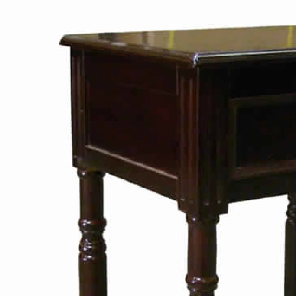 Cherry Brown 1 Drawer End Table with Turned Tapered Legs K93386