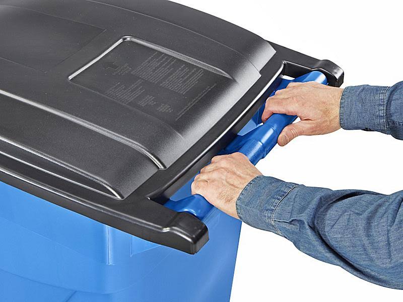 Blue 50 Gallon Recycling Rollout Container with Lid Y615444