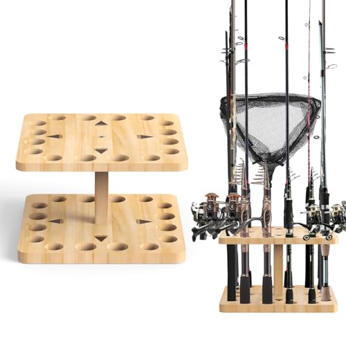 Natural Wooden Fishing Rod Storage Rack D8316