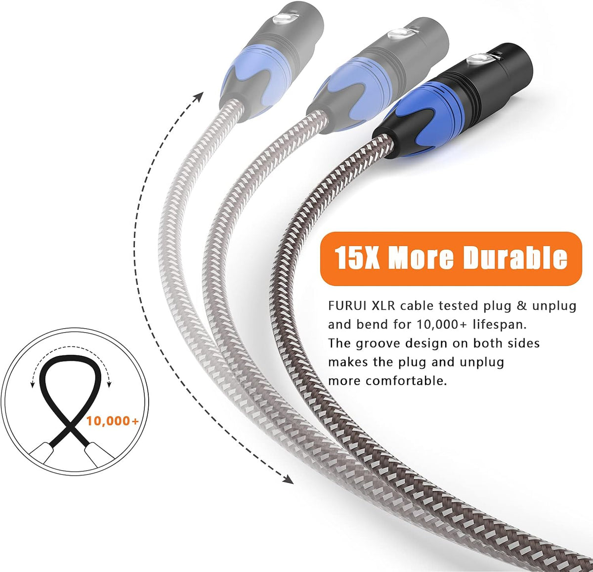 10Pack 6ft Nylon Braided XLR Male to Female Microphone Cable F415