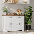White Wood Buffet Sideboard with 2 Drawers and 4 Doors P406